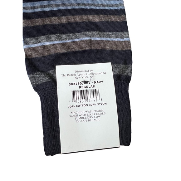 Men’s Punto Italian Fine Egyptian Cotton Socks Navy Stripe - Picture 3 of 4